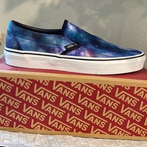 Brand new never worn galaxy print slip on Vans